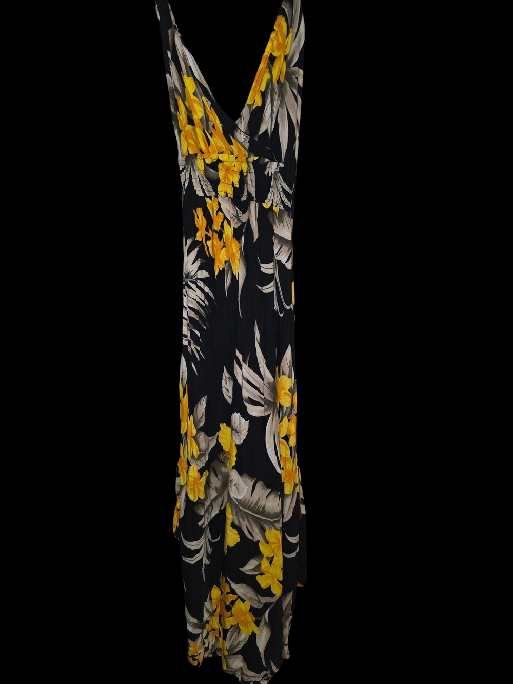 Yellow Floral V-Neck Maxi Dress - Women's